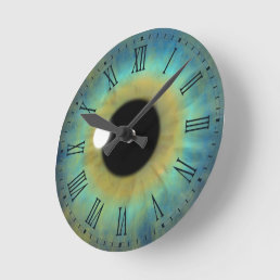 Blue Eye Iris Eyeball Medium Round Roman Clock