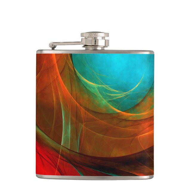 Blue Eye Modern Abstract Fine Art Cool Pattern #16 Flask (Front)