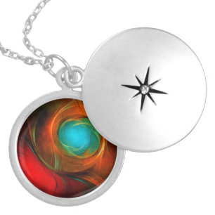 Blue Eye Modern Abstract Fine Art Cool Pattern #16 Locket Necklace