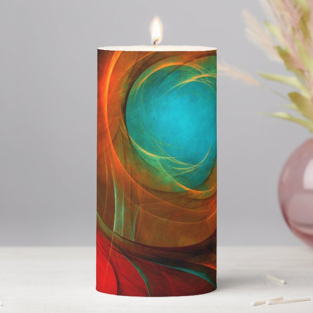 Blue Eye Modern Abstract Fine Art Cool Pattern #16 Pillar Candle (In Situ)