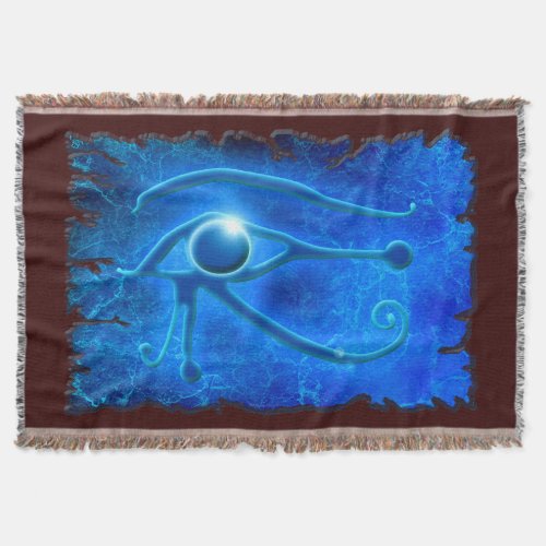 Blue Eye of Horus Ancient Egyptian Wadjet Art Throw Blanket