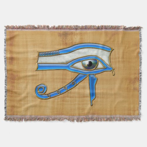 Blue Eye of Horus Ancient Egyptian Wadjet Throw Blanket