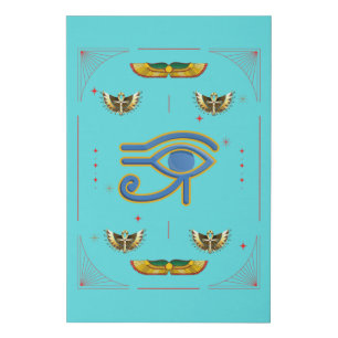 Blue Eye of Horus Egyptian Symbol Unk With Wings Faux Canvas Print