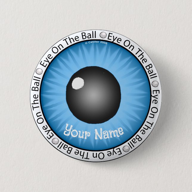 Blue Eye On Ball Golfer  Button (Front)