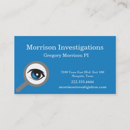 Customizable Blue Eye Private Investigation Business Card
