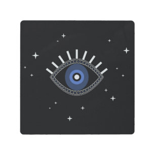 Blue eye protection from bad energy, evil eye metal print