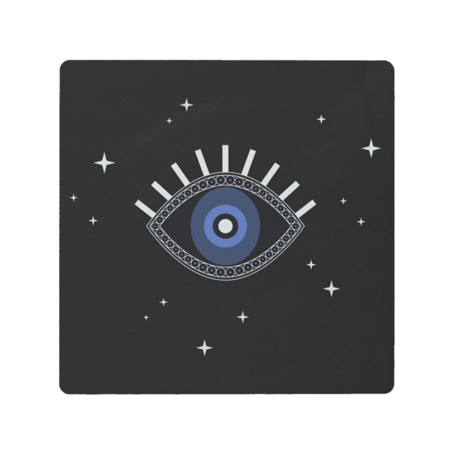 Blue eye protection from bad energy, evil eye metal print (Front)