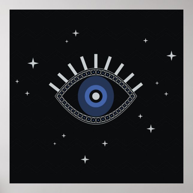 Blue eye protection from bad energy, evil eye poster (Front)