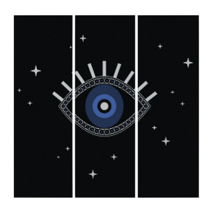 Blue eye protection from bad energy, evil eye triptych