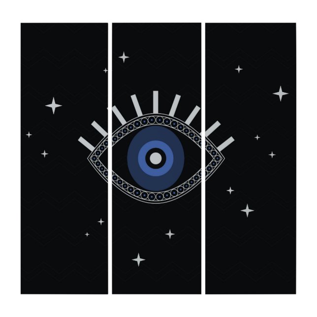 Blue eye protection from bad energy, evil eye triptych (Front)