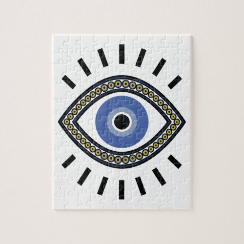 Blue eye protection talisman ethnic magic symbol jigsaw puzzle