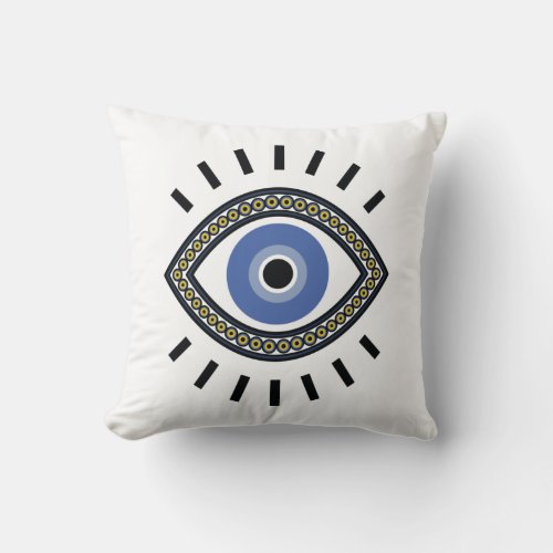Blue eye protection talisman ethnic symbol throw pillow