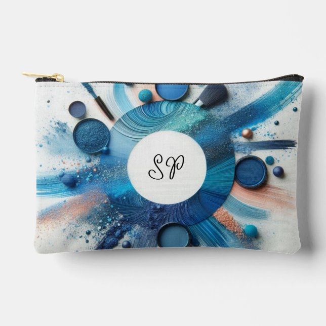 Blue Eye Shadow Makeup Design  Accessory Pouch (Front)