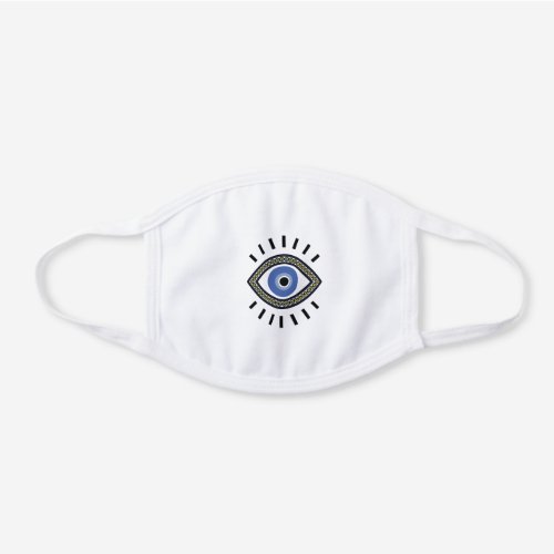 Blue eye talisman evil eye protection white cotton face mask