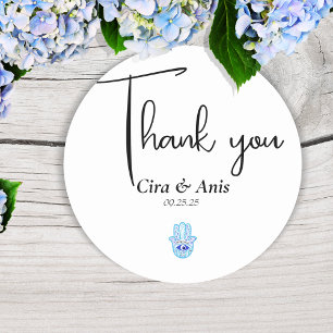 Blue eye Turkish styles thank you wedding Classic Round Sticker