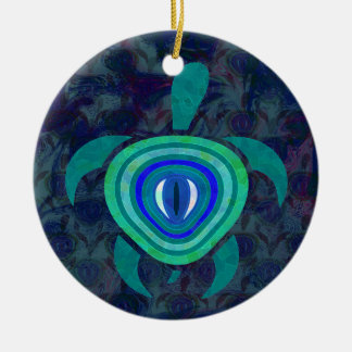 Blue Eye Turtle Round Ornament