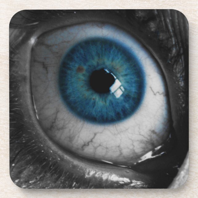 Blue Eyeball Beverage Coaster (Front)