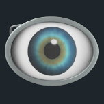 Blue Eyeball Blue Eye Iris Cool Custom Belt Buckle<br><div class="desc">Blue Eye Iris © Sunny Mars Designs. Cool,  fun  custom printed blue eyeball oval belt buckle with a trendy,  modern,  beautiful,  unique,  freaky,  creepy,  weird and twisted graphic illustration of a striking big blue realistic eyeball iris of an eye.  Other color eyeball designs are also available in store.</div>