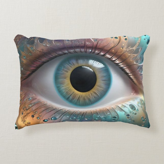 Blue Eyeball Fractal Art, Accent Pillow (Front)