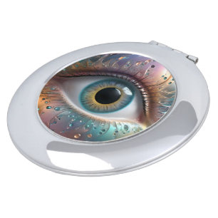 Blue Eyeball Fractal Art, Compact Mirror
