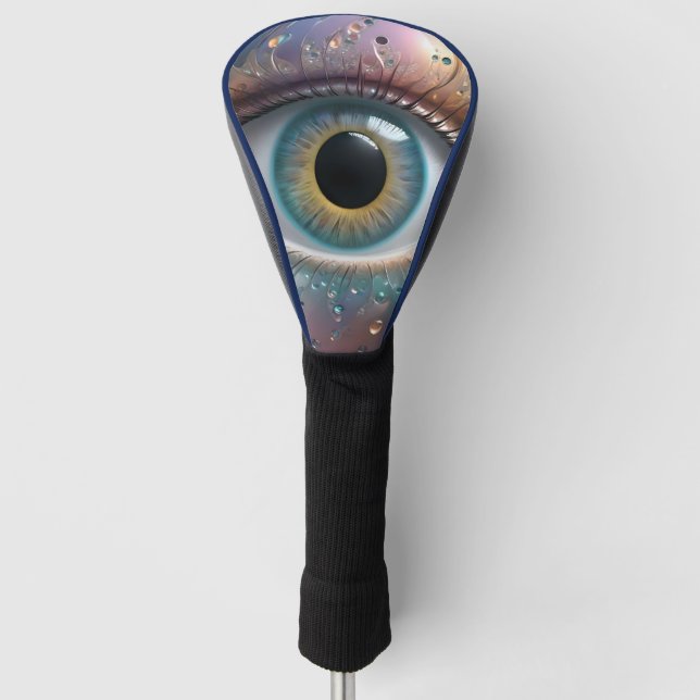 Blue Eyeball Fractal Art, Golf Head Cover (Front)
