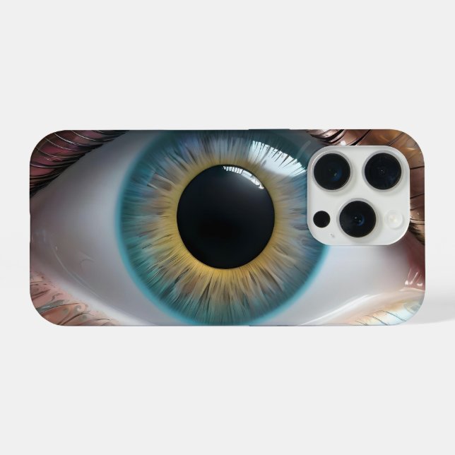 Blue Eyeball Fractal Art, iPhone Case (Back Horizontal)