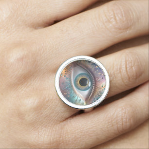 Blue Eyeball Fractal Art, Ring