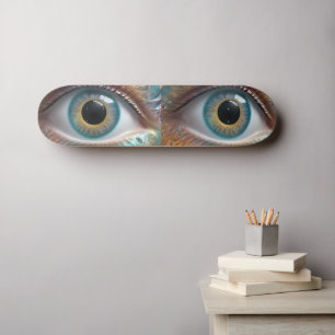 Blue Eyeball Fractal Art, Skateboard