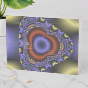 Blue Eyeball Peering Out Fractal Wooden Box Sign
