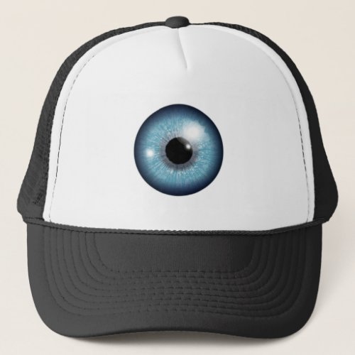 Blue eyeball trucker hat