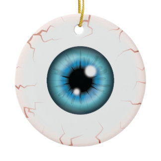 Blue Eyeball With Custom Name Happy Halloween Eye Ceramic Ornament
