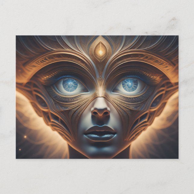 Blue Eyed Alien Being Postcard (Front)