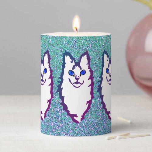 Blue_Eyed Angora Cat Pillar Candle