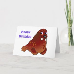 Blue Eyed Baby Walrus Birthday Card