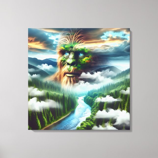 Blue Eyed Bigfoot in the Forest Canvas Print (Front)