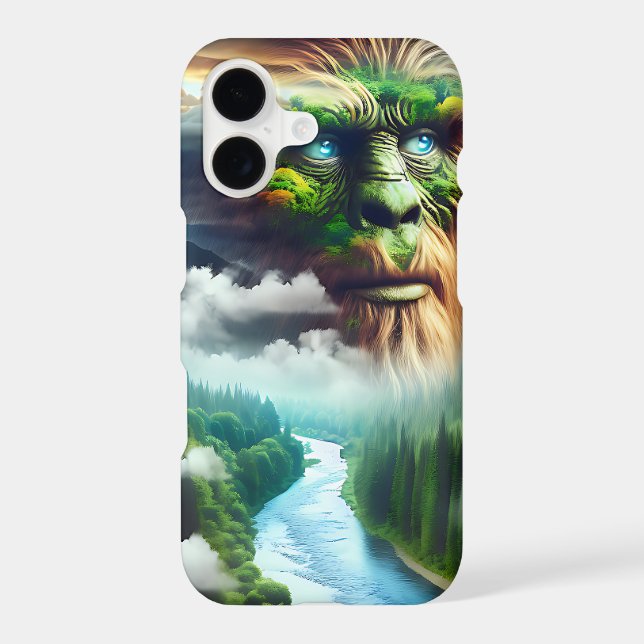 Blue Eyed Bigfoot in the Mountains iPhone Case (Back)