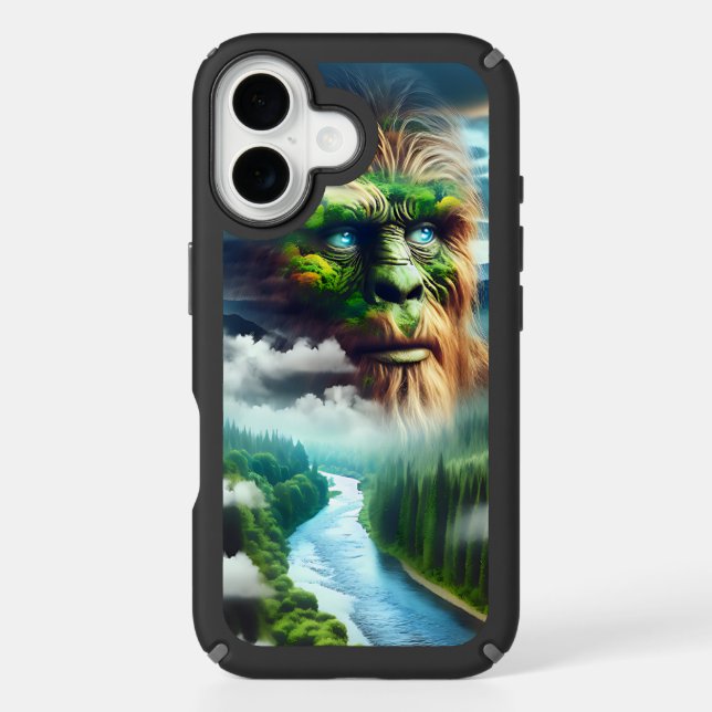 Blue Eyed Bigfoot in the Mountains Speck iPhone Case (Front)