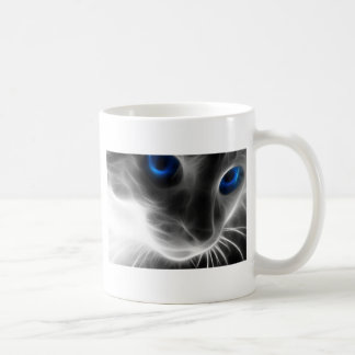 Blue Eyed Black and White Kitty Cat Coffee Mug