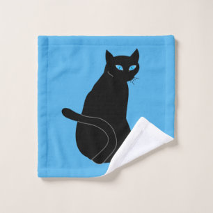 Blue Eyed Black Cat Bath Towels - Your Colors