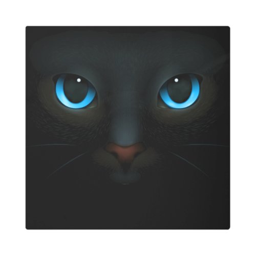Blue_Eyed Black Cat Blending into The Night art