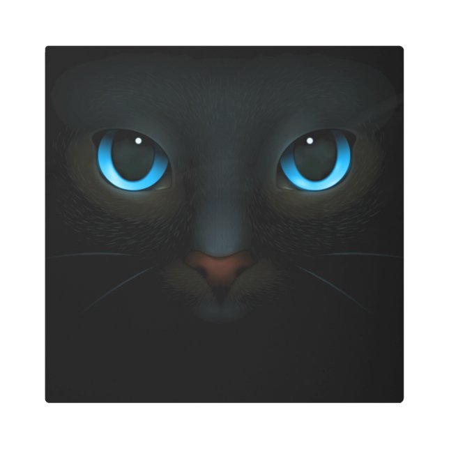 Blue-Eyed Black Cat Blending into The Night art (Front)