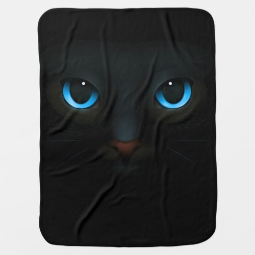Blue_Eyed Black Cat Blending into The Night art Baby Blanket