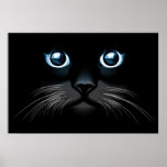 Blue Eyed Black Cat Face Poster at Zazzle