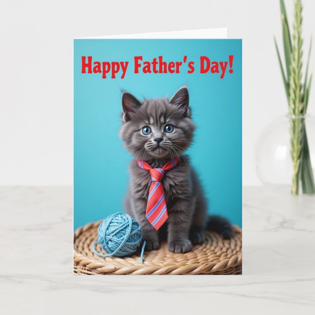Blue Eyed Cat Fathers Day Card (Front)