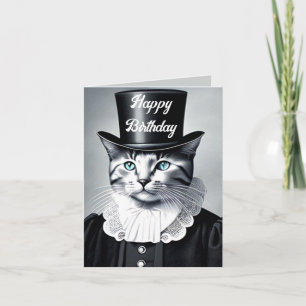Blue-Eyed Cat in a Tophat Card