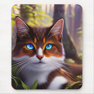 Blue Eyed Cat in the4 Forest Mouse Pad