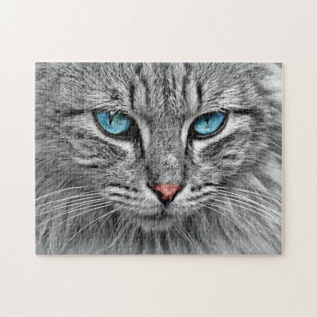 Blue Eyed Cat Jigsaw Puzzle Gift (Horizontal)