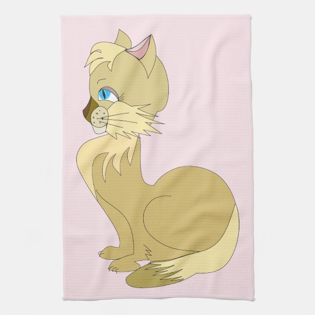 Blue Eyed Cat Kitchen Towel - Customizable (Vertical)
