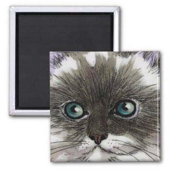 Blue Eyed Cat Magnet by GailRagsdaleArt at Zazzle