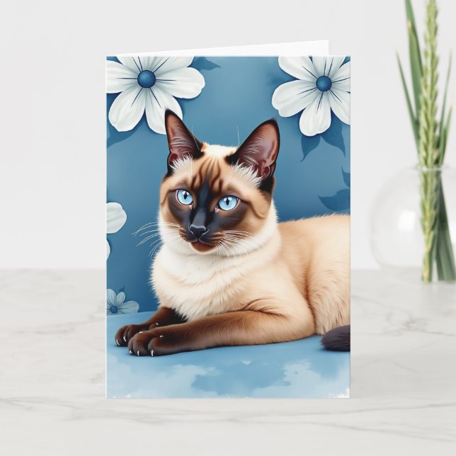 Blue Eyed Cat Moms Day Card (Front)